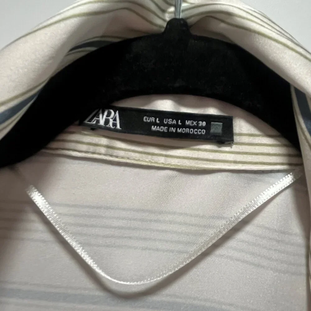 Zara Striped Satin Shirt Dress - Picture 2 of 4